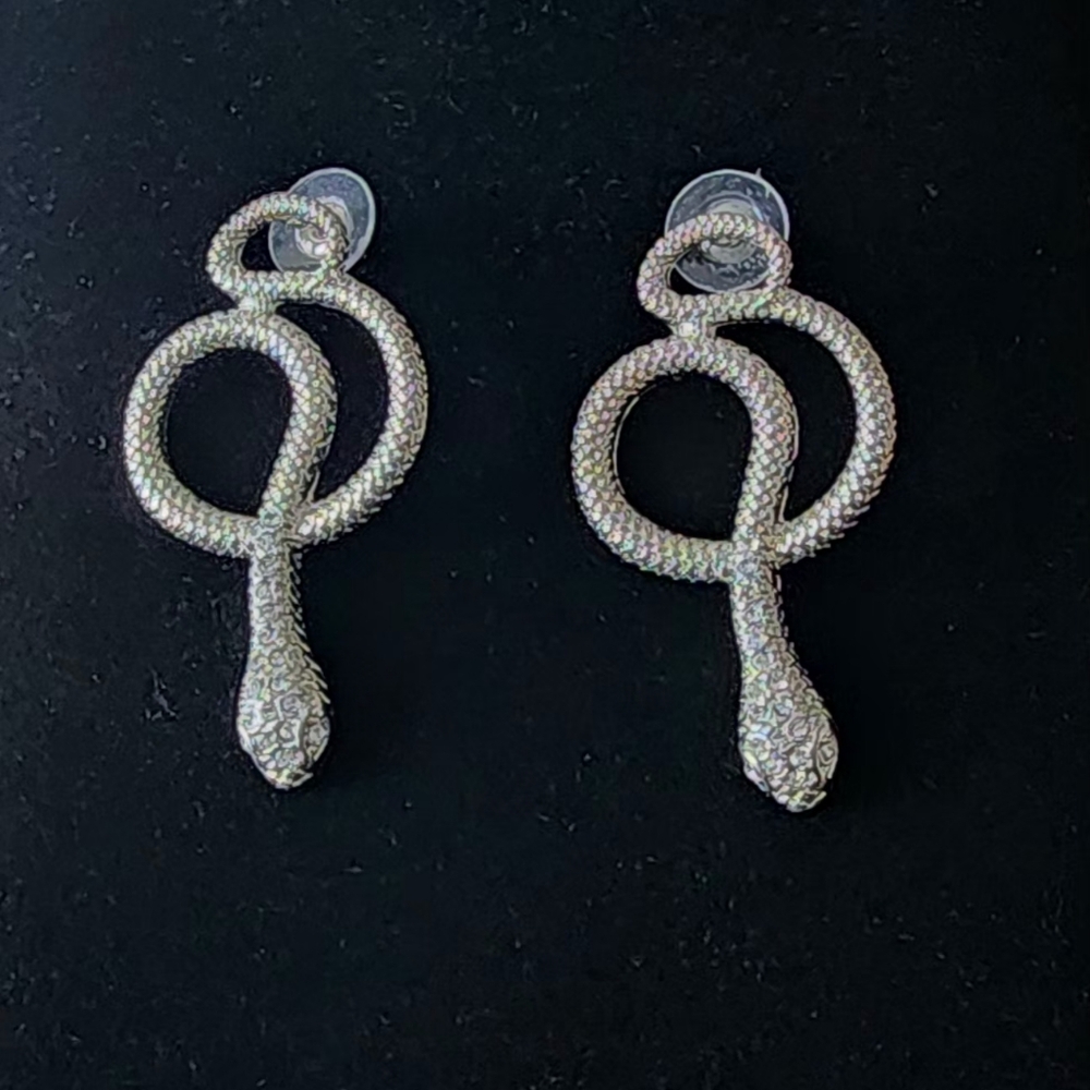 Silver Tone Snake Earrings